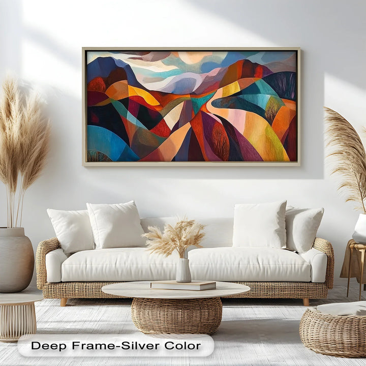 Valley of Vibrance – Geometric Landscape Abstract Oil Painting - MyPhotoStation