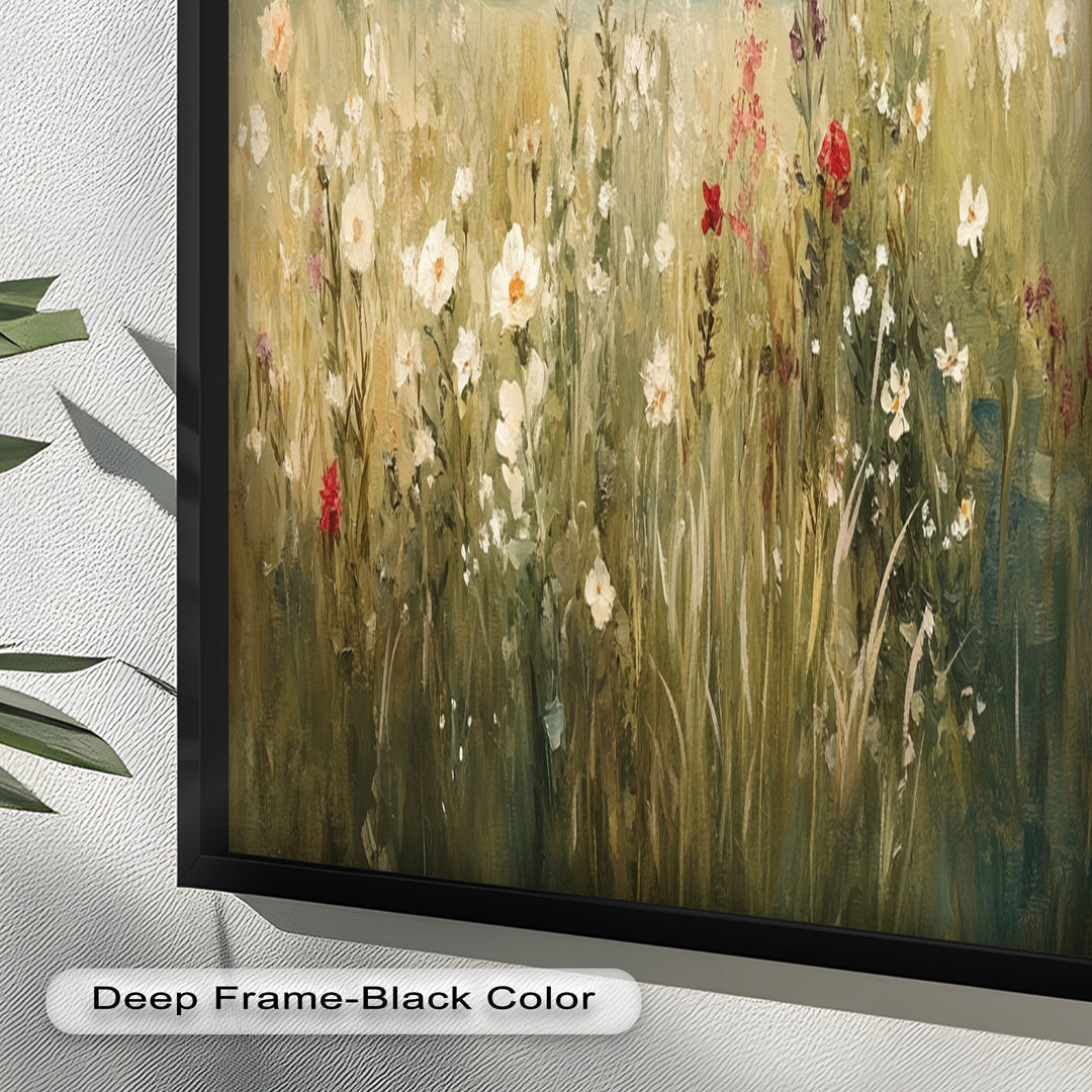 Nostalgic Feel – Serene Wildflower Oil Painting