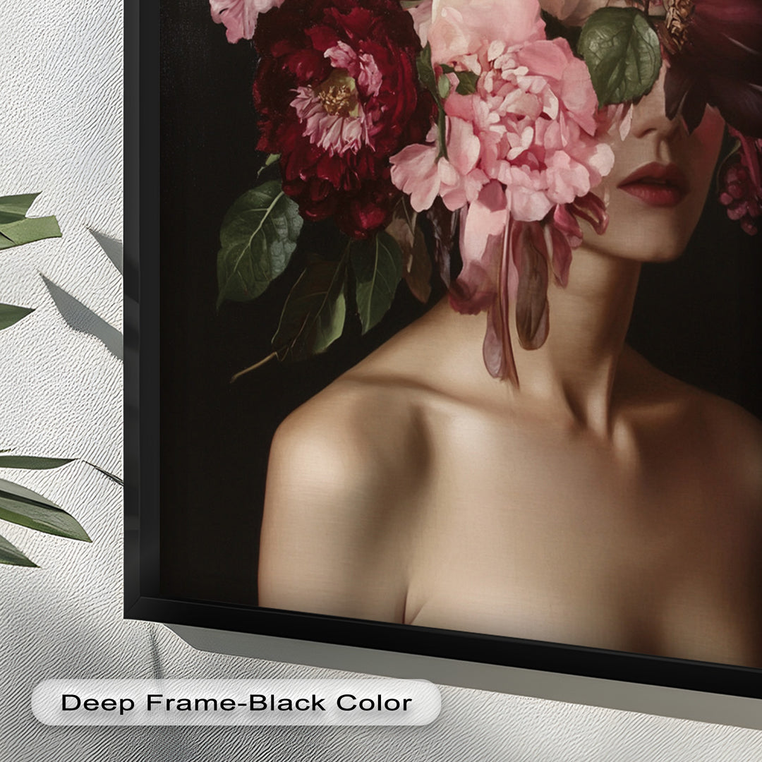 Blossom Veil – Romantic Floral Portrait Oil Painting