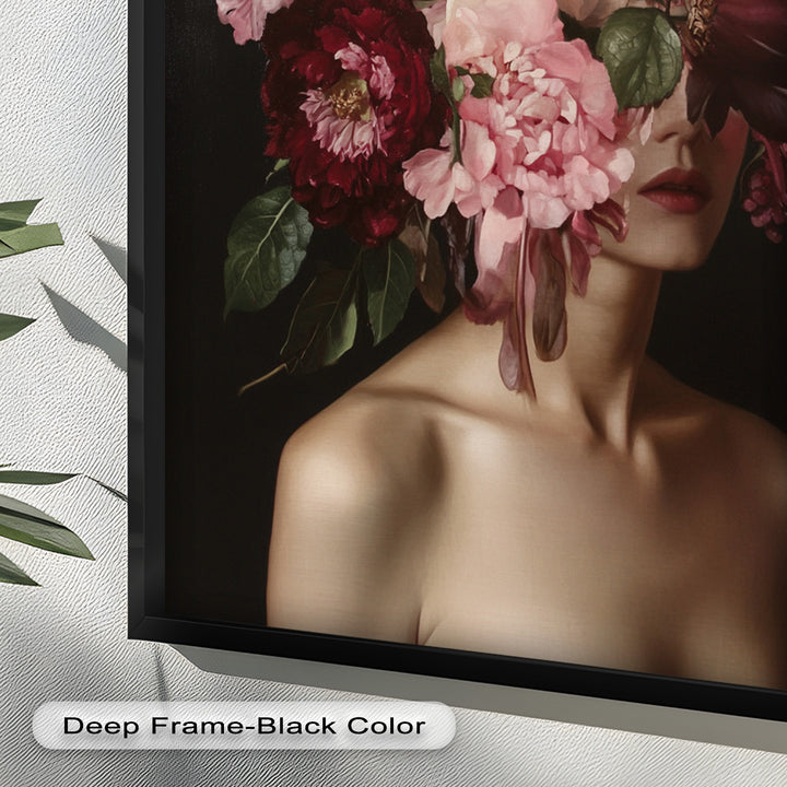 Blossom Veil – Romantic Floral Portrait Oil Painting
