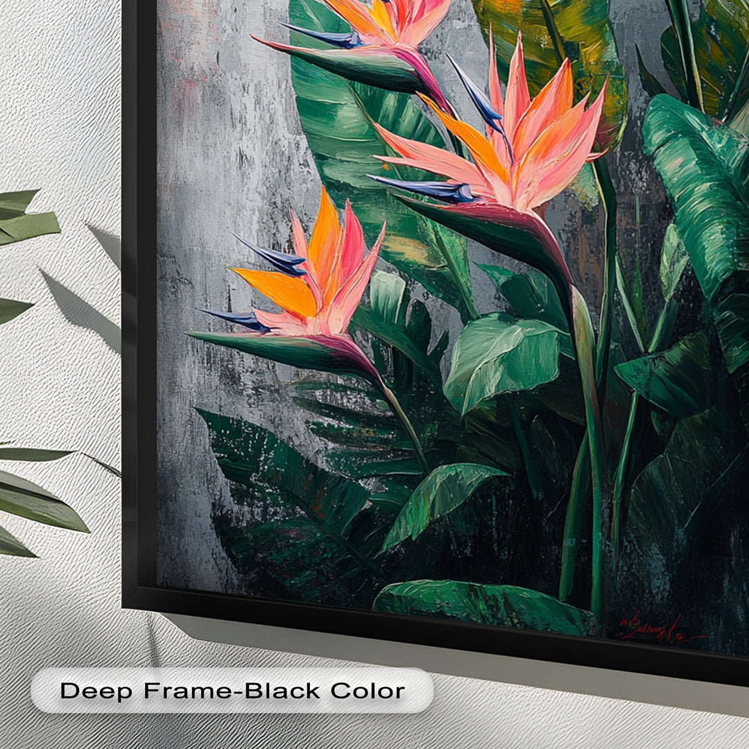 Tropical Flame – Bird of Paradise Botanical Oil Painting