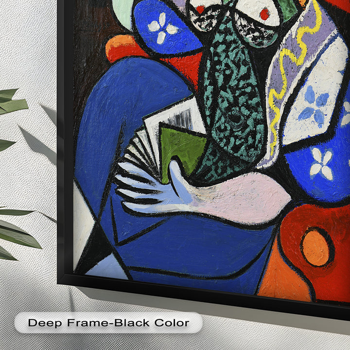 Woman with a Book – Cubist Interior Portrait Picasso Oil Painting