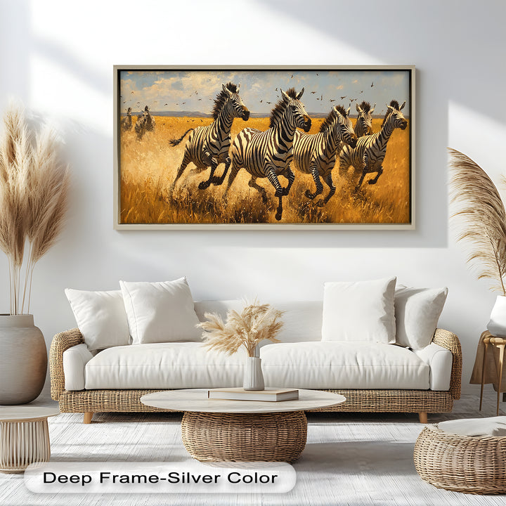 Thundering Zebra Herd – Wild Safari Oil Painting