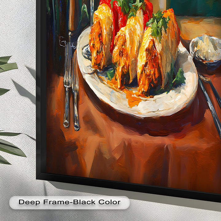 Gefüllte Paprika und Wein – Gourmet-Essszene Food Painting