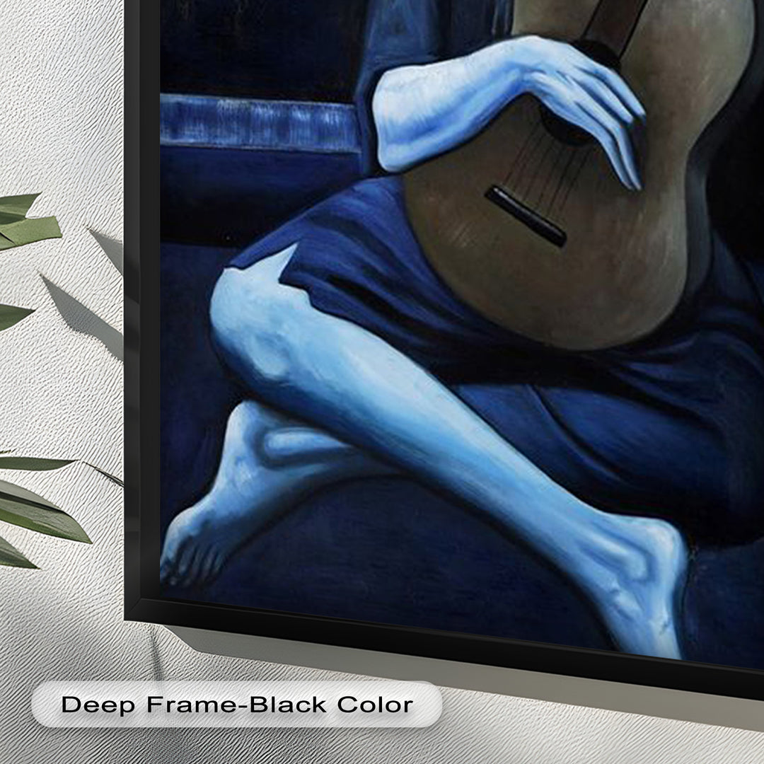 Melancholy Strings – Blue Period-Inspired Guitarist Oil Painting