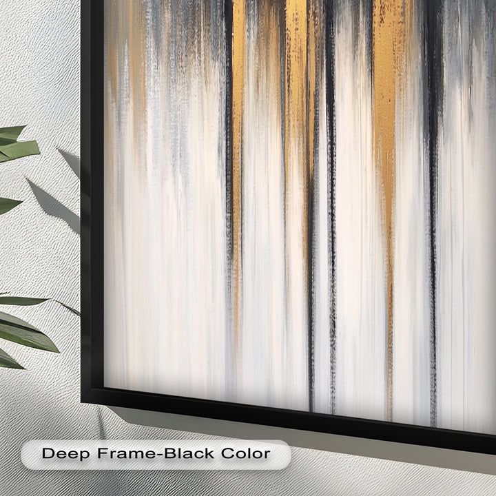 Modern Grey & Gold Abstract – Framed Oil Painting