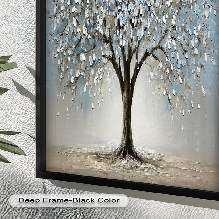 Snowflower Tree – Modern Framed Oil Painting