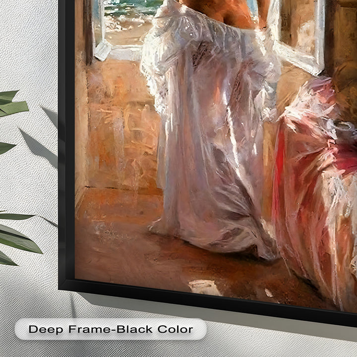 Whispers of the Sea – Romantic Woman by the Ocean Nude Oil Painting