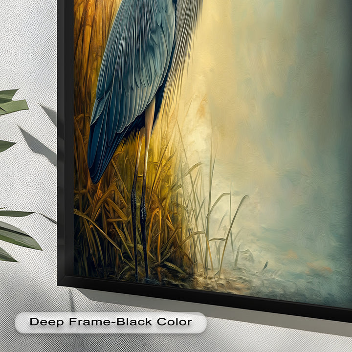 Blue Heron with Fish – Animal Oil Painting
