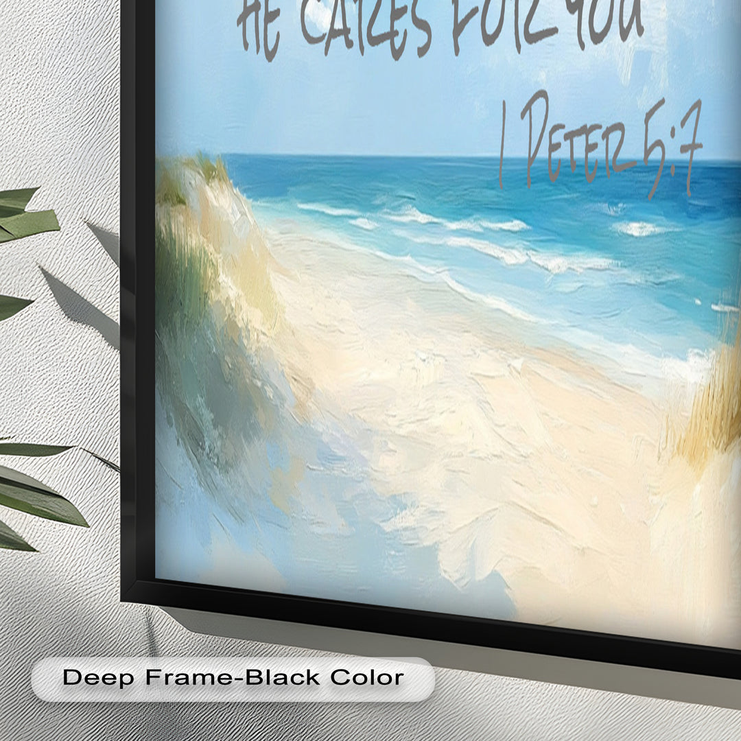 1 Peter 5:7 – Cast Your Anxiety Bible Verse Oil Painting