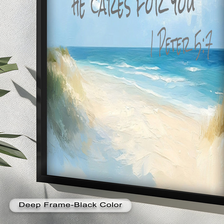 1 Peter 5:7 – Cast Your Anxiety Bible Verse Oil Painting