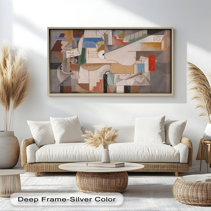 Geometric Cubist Composition Wall Art – Abstract Oil Painting