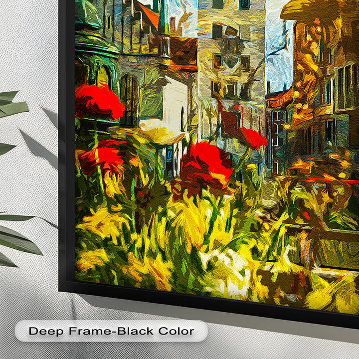 Sunlit Cathedral Square – Vibrant European Cityscape Picasso Oil Painting