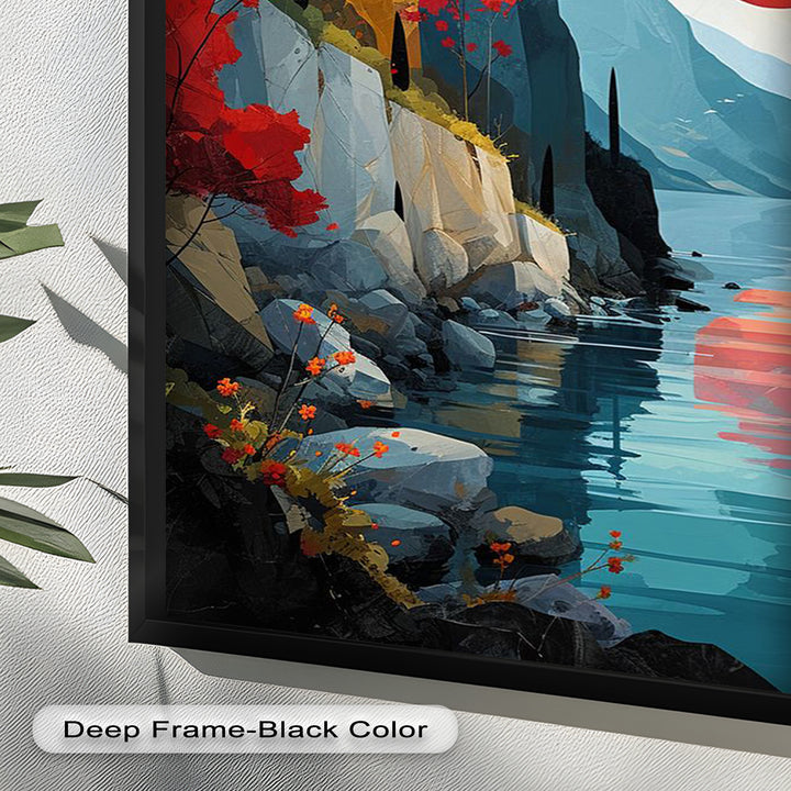 Celestial Cliffs – Surreal Coastal Landscape Picasso Oil Painting