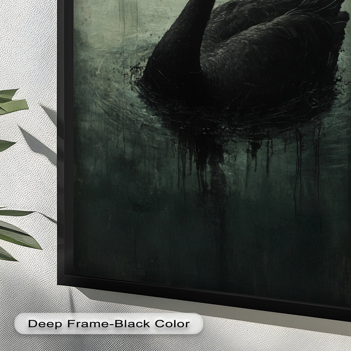Solitary Grace – Moody Black Swan Oil Painting