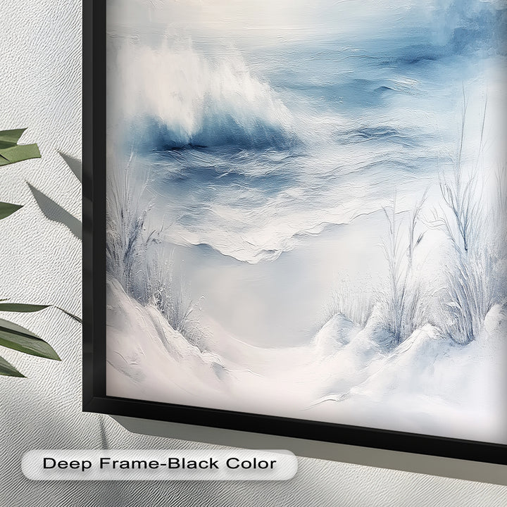 Coastal Wall Art - Snowy Beach Seascape Oil Painting
