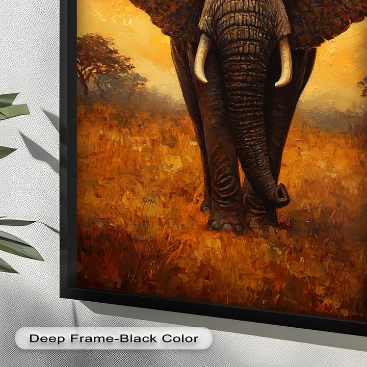 Majestic Elephant at Sunset – Wildlife Oil Painting