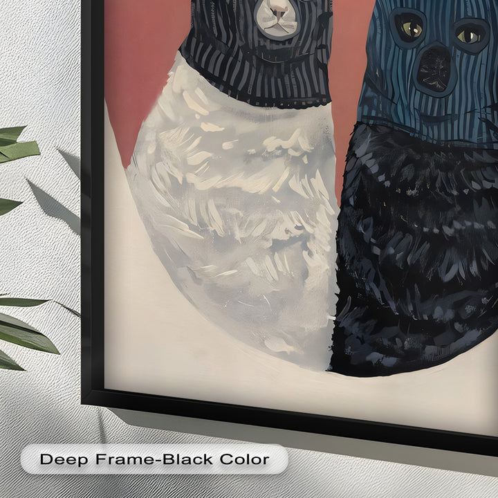 Masked Companions – Contemporary Cat Oil Painting