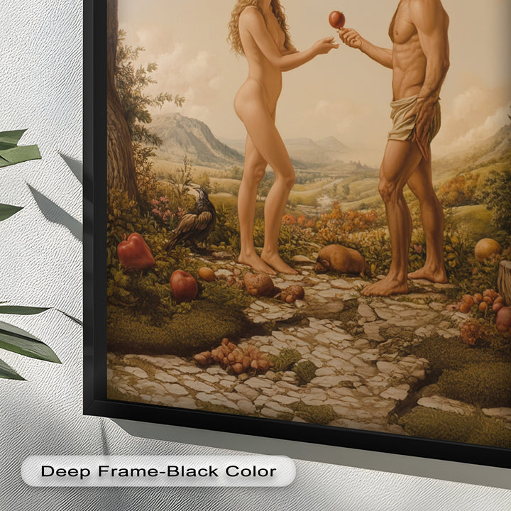 The First Temptation – Adam and Eve in Eden Renaissance Oil Painting