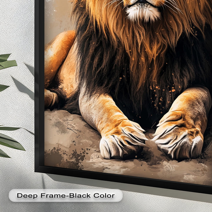 Lion Portrait in Warm Tones - Animal Oil Painting