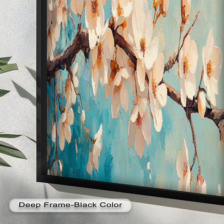 White Cherry Blossoms Wall Art – Floral Oil Painting