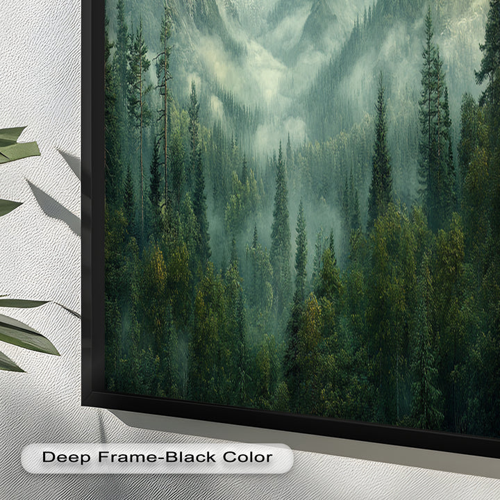 Misty Mountain Forest - Framed Oil Paintings
