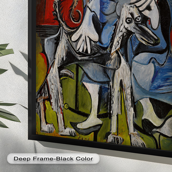 Loyal Companion – Picasso Style Woman with Dog Oil Painting