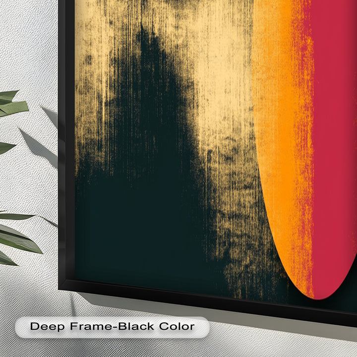 Rot &amp; Orange Eclipse Art – Minimalistisches Ölgemälde