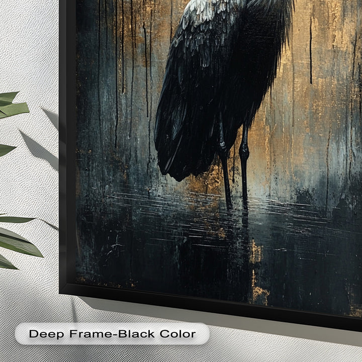 Golden Shadow Heron – Animal Oil Painting
