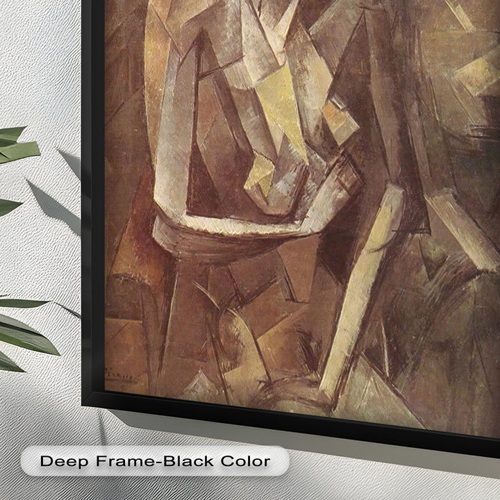 Sepia Kubistische Figur Wandkunst – Abstraktes Ölgemälde