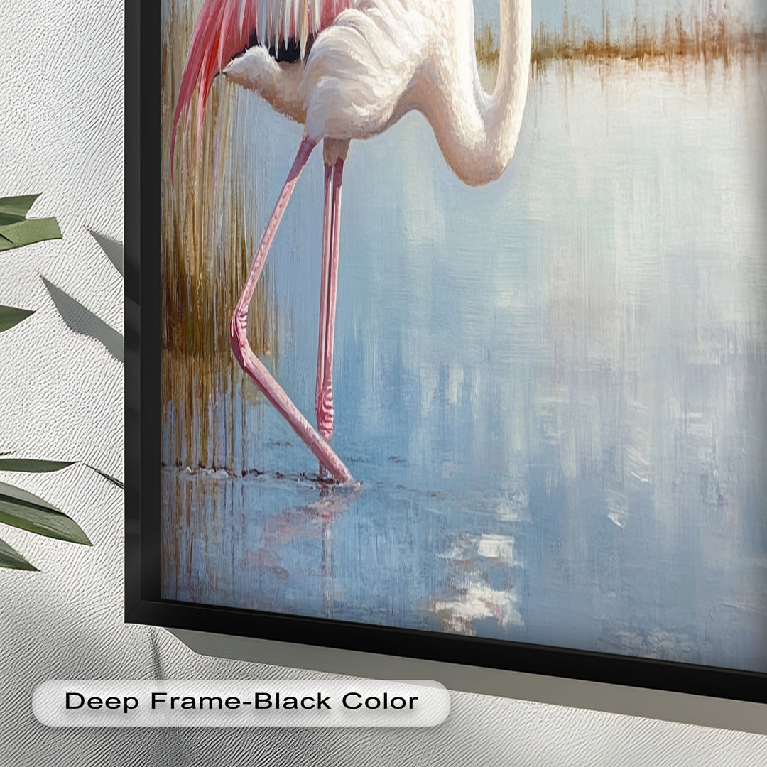 Graceful Flamingo in Shallow Water – Animal Oil Painting
