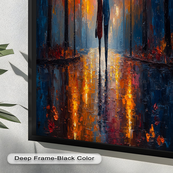 Romantic Walk Under Fiery Trees - Love Oil Painting