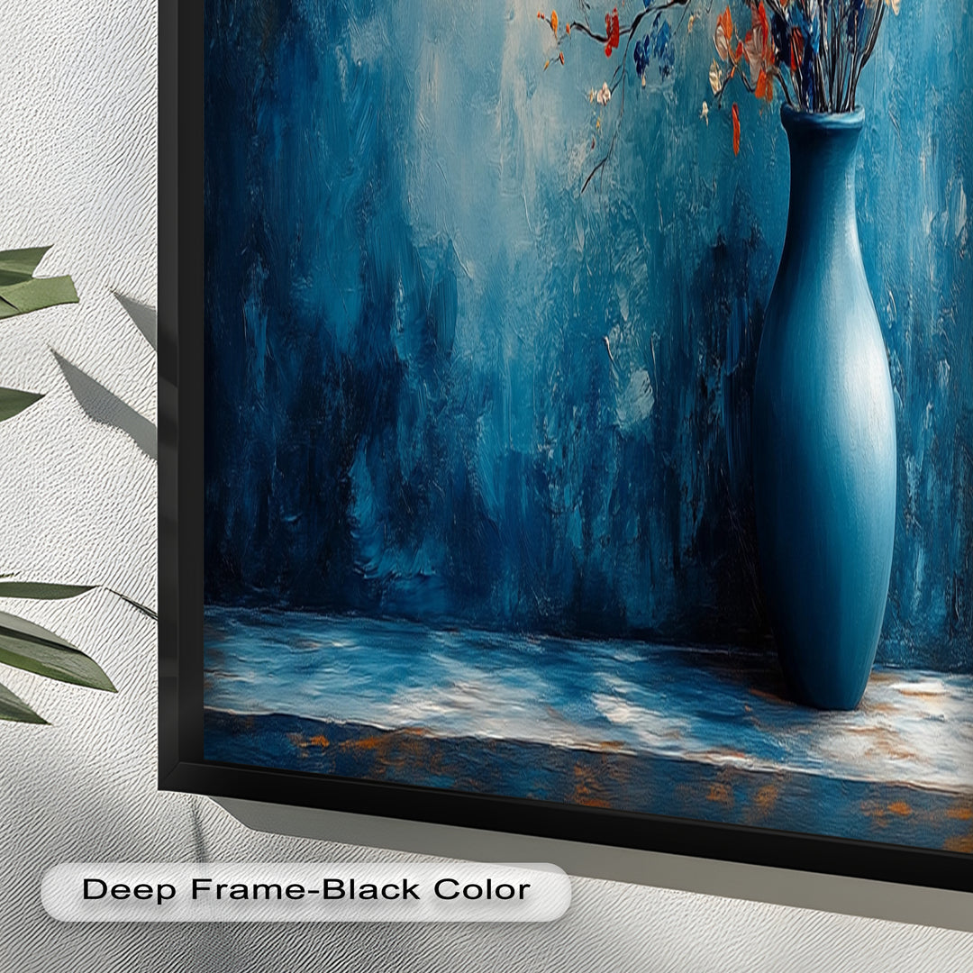 Blue Harmony Vase – Contemporary Floral Arrangement Flower Oil Painting