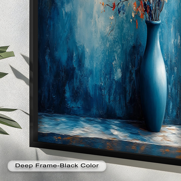 Blue Harmony Vase – Contemporary Floral Arrangement Flower Oil Painting