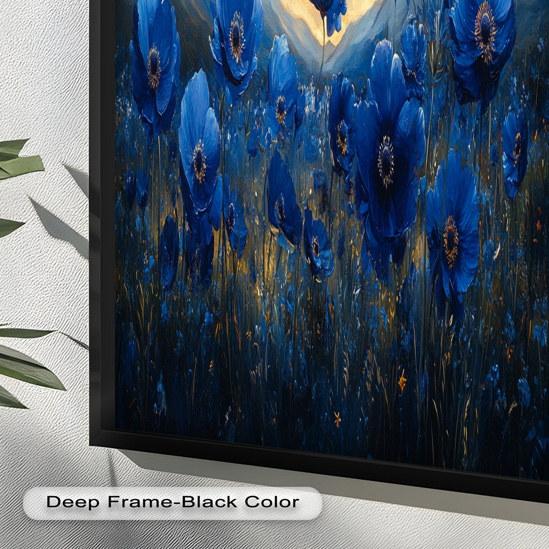 Blue Poppies Beneath a Twilight Sky - Flower Oil Painting