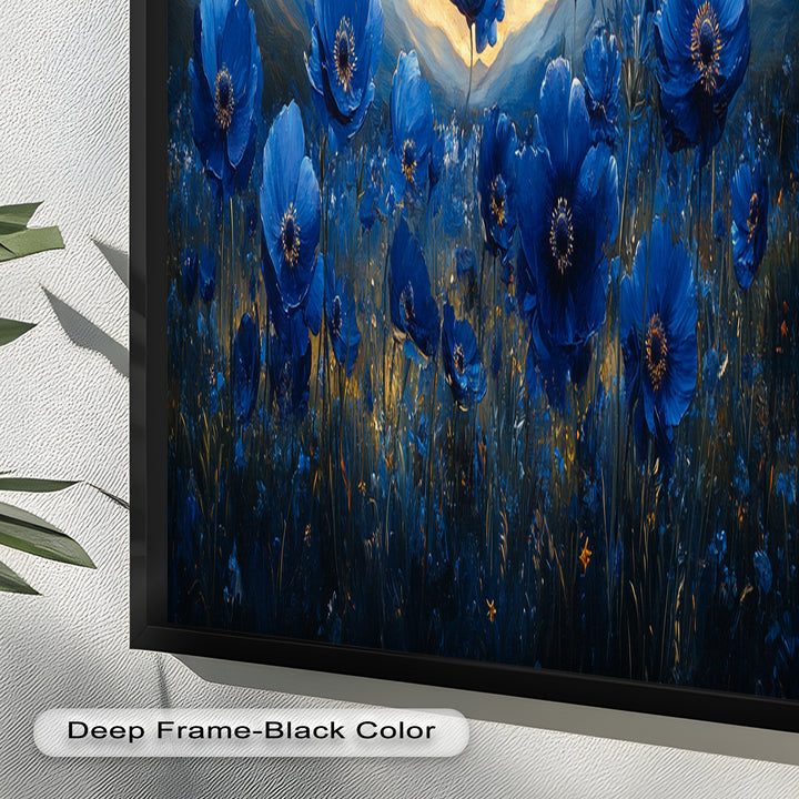 Blue Poppies Beneath a Twilight Sky - Flower Oil Painting
