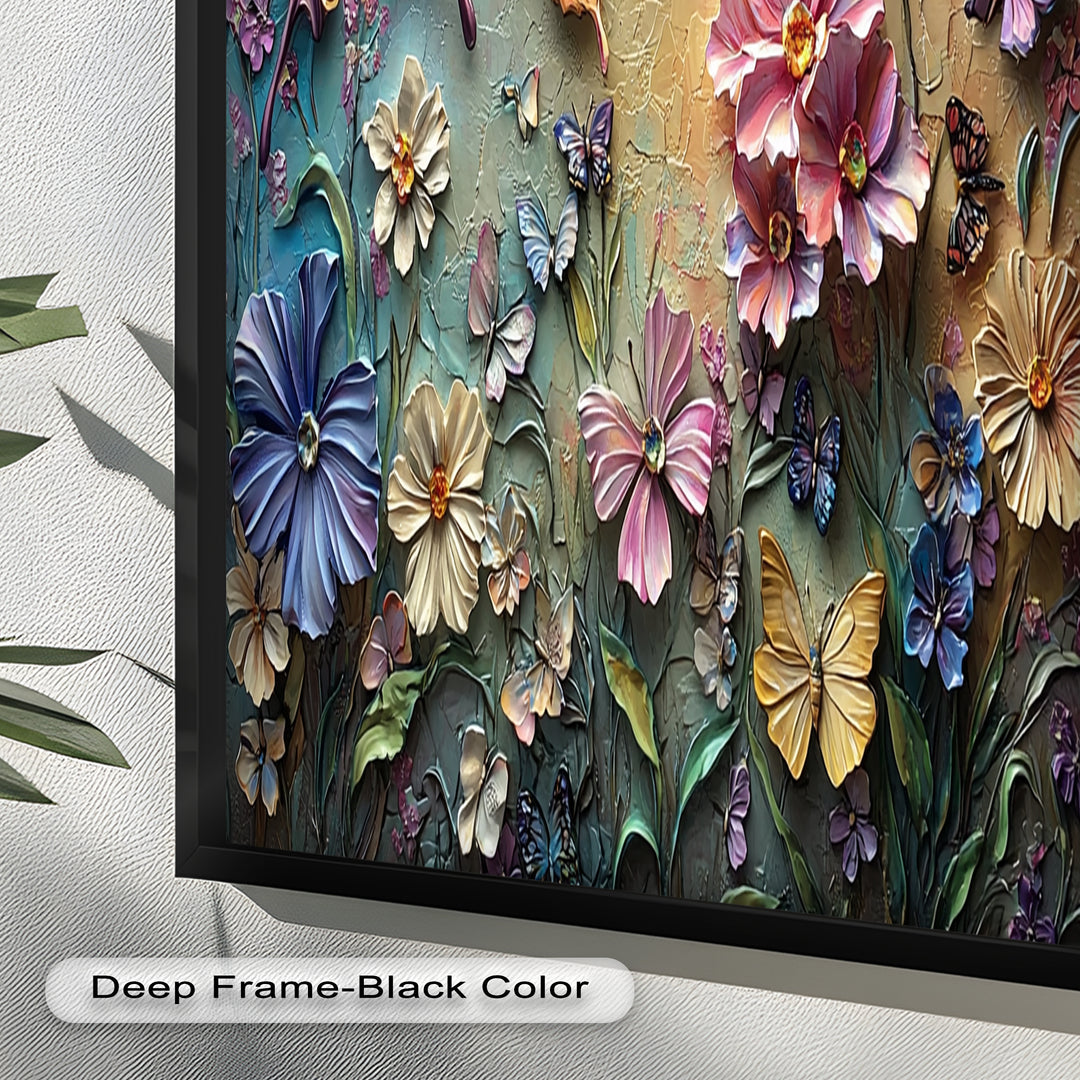 Butterflies Abstract Floral – Colorful Nature-Themed Oil Painting