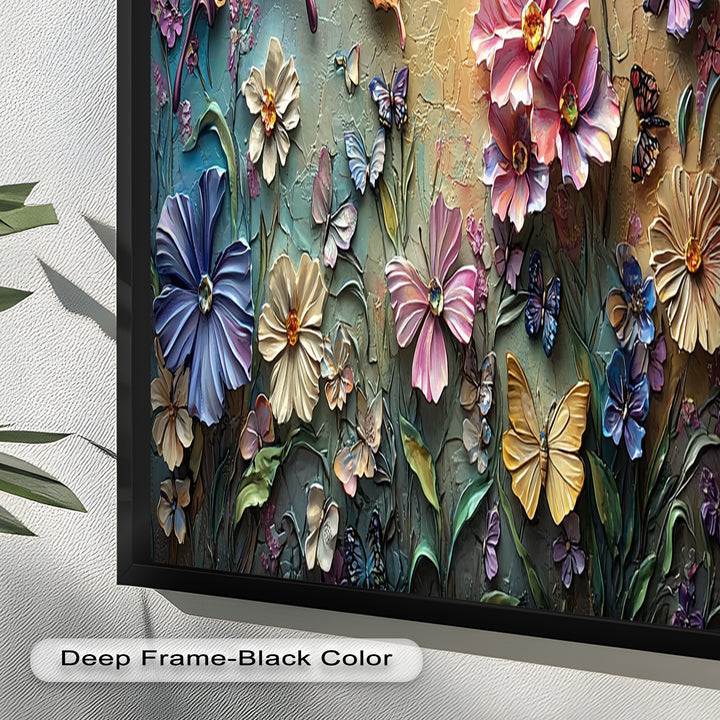 Butterflies Abstract Floral – Colorful Nature-Themed Oil Painting