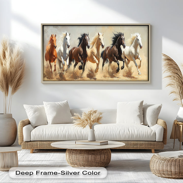 Thundering Harmony – Multicolor Horses Oil Painting