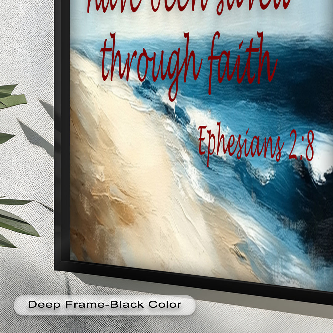 Ephesians 2:8 – Grace Through Faith Bible Verse Oil Painting