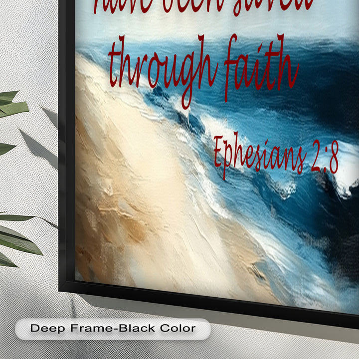 Ephesians 2:8 – Grace Through Faith Bible Verse Oil Painting