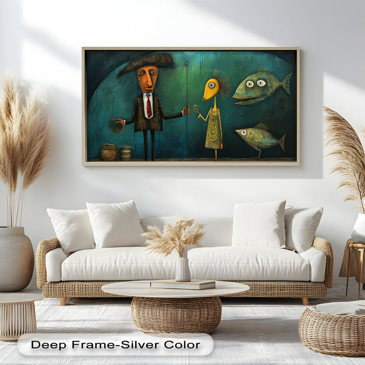 Underwater Toast – Whimsical Surrealist Picasso Oil Painting