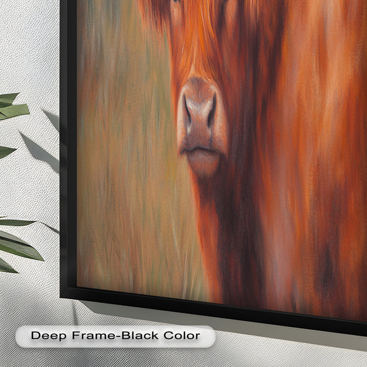 Highland Cow Oil Painting – Warm Animal Wall Art