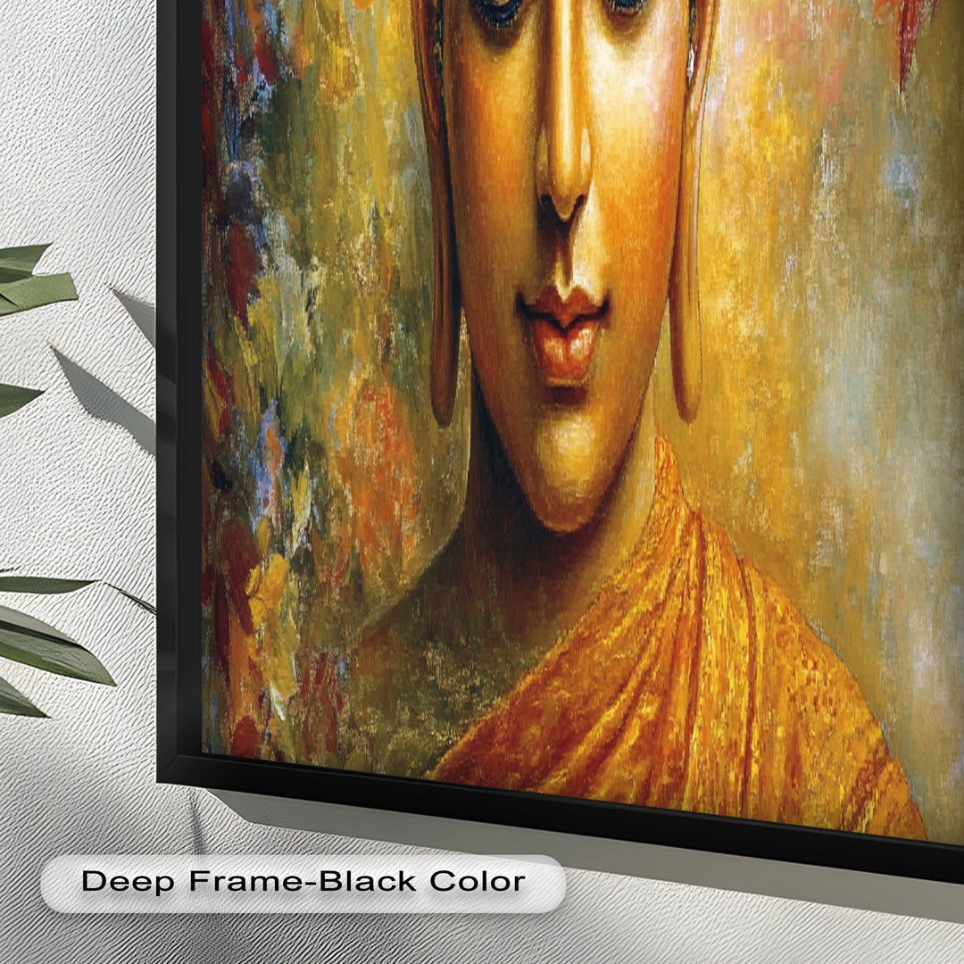 Buddha Portrait Wall Art – Framed Oil Painting