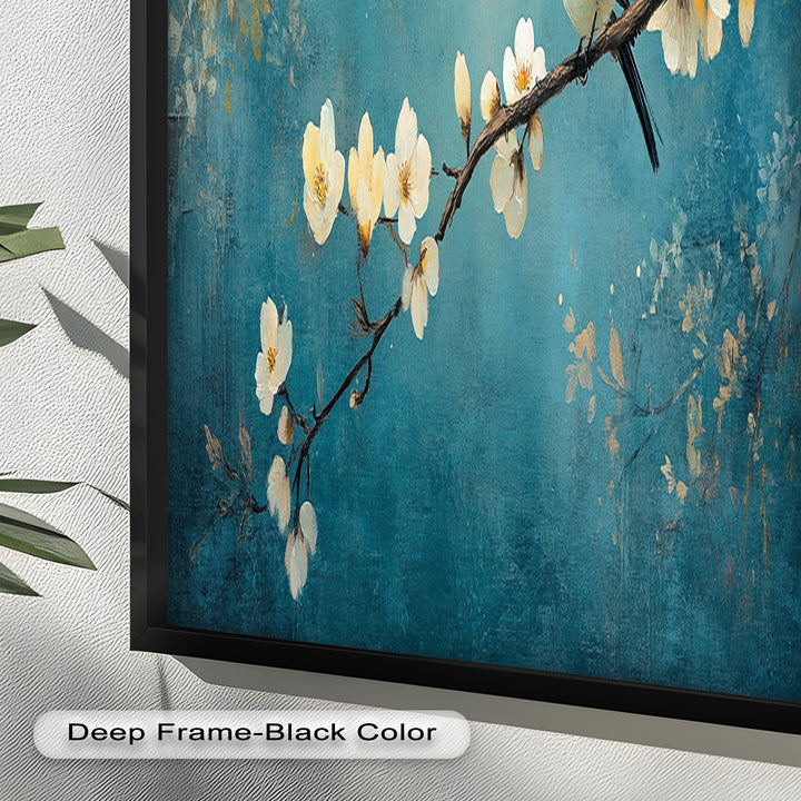 Bluebird and Blossoms Wall Art – Floral Oil Painting