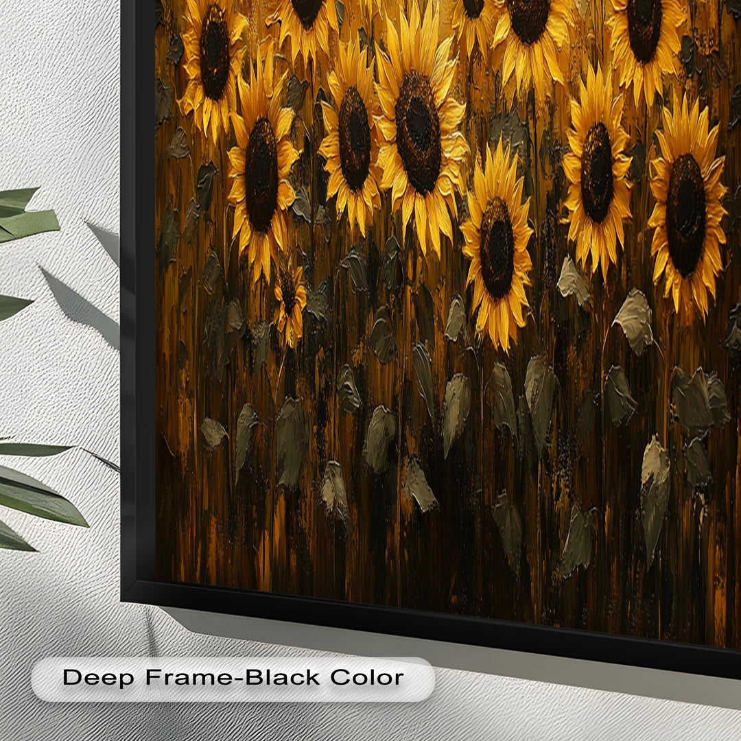 Golden Sunflower Field Wall Art – Floral Oil Painting