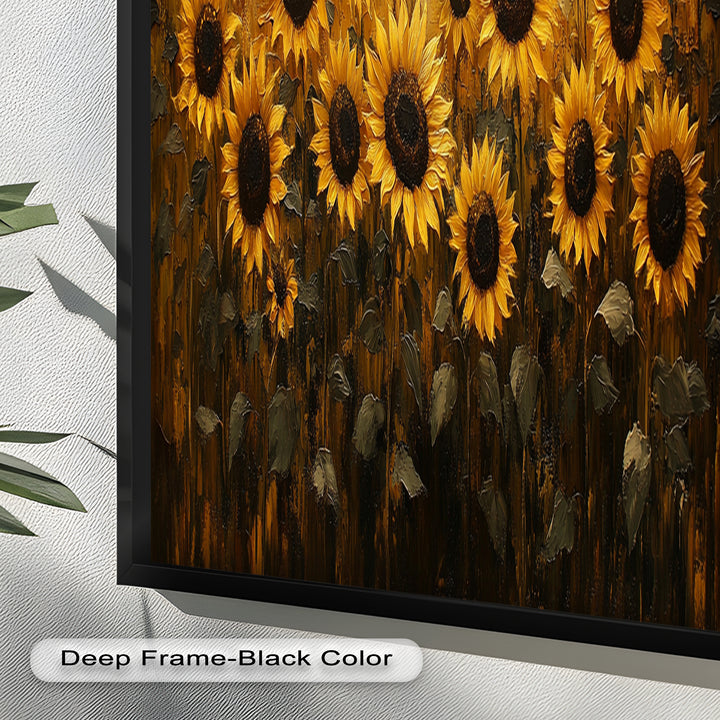 Golden Sunflower Field Wall Art – Floral Oil Painting