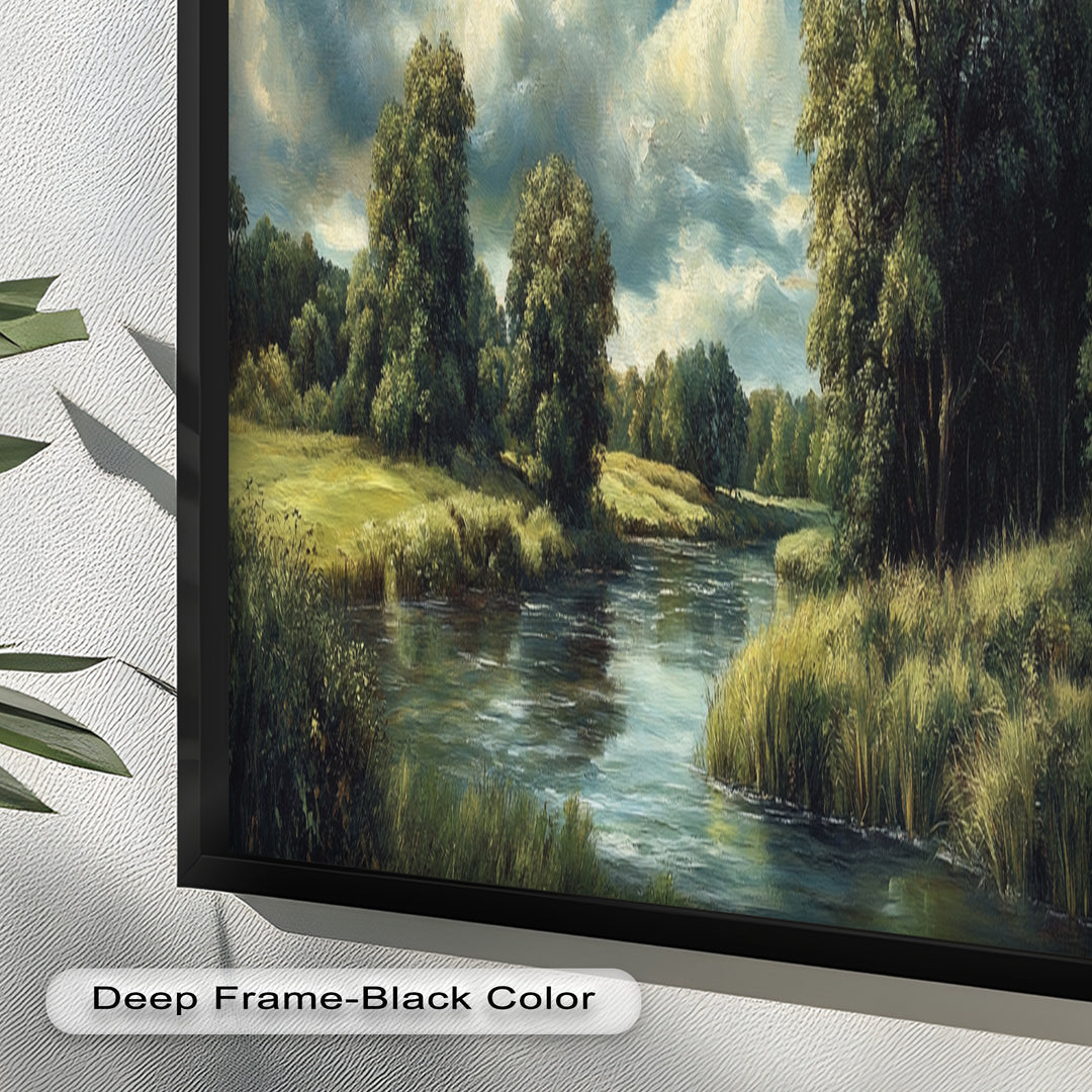 River Landscape Painting – Framed Oil Painting