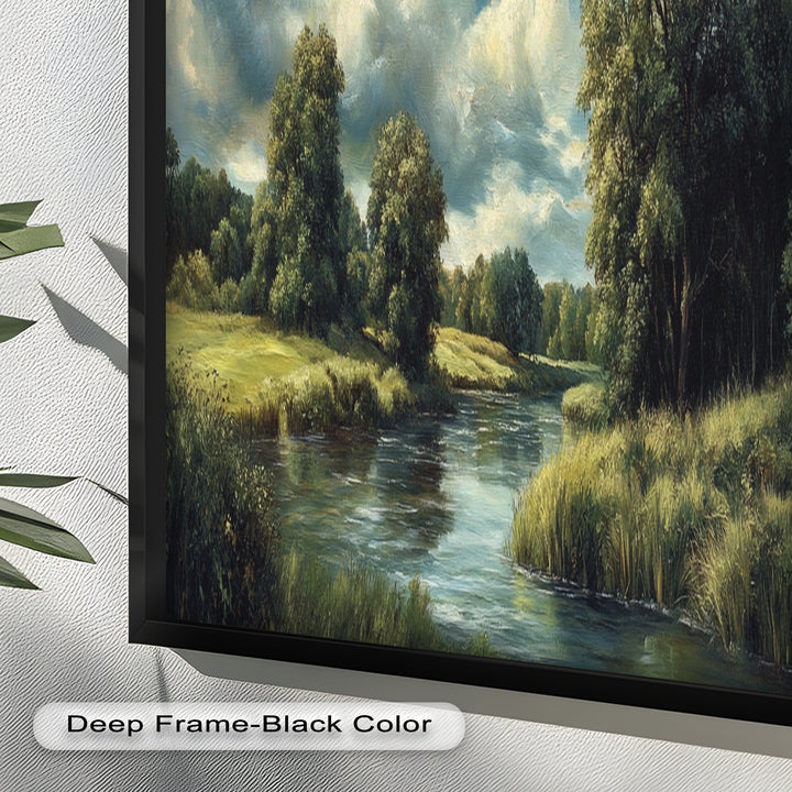 River Landscape Painting – Framed Oil Painting