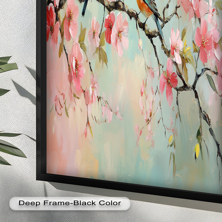 Three Birds Among Blossoms – Animal Oil Painting